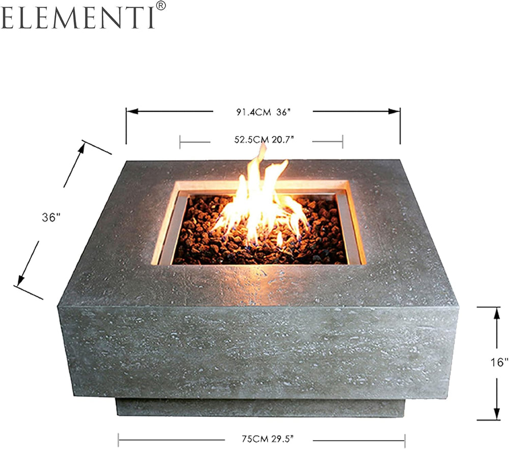 Elementi Manhattan Outdoor Gas Firepit Table 36 Inches Natural Gas Fire Pit P...