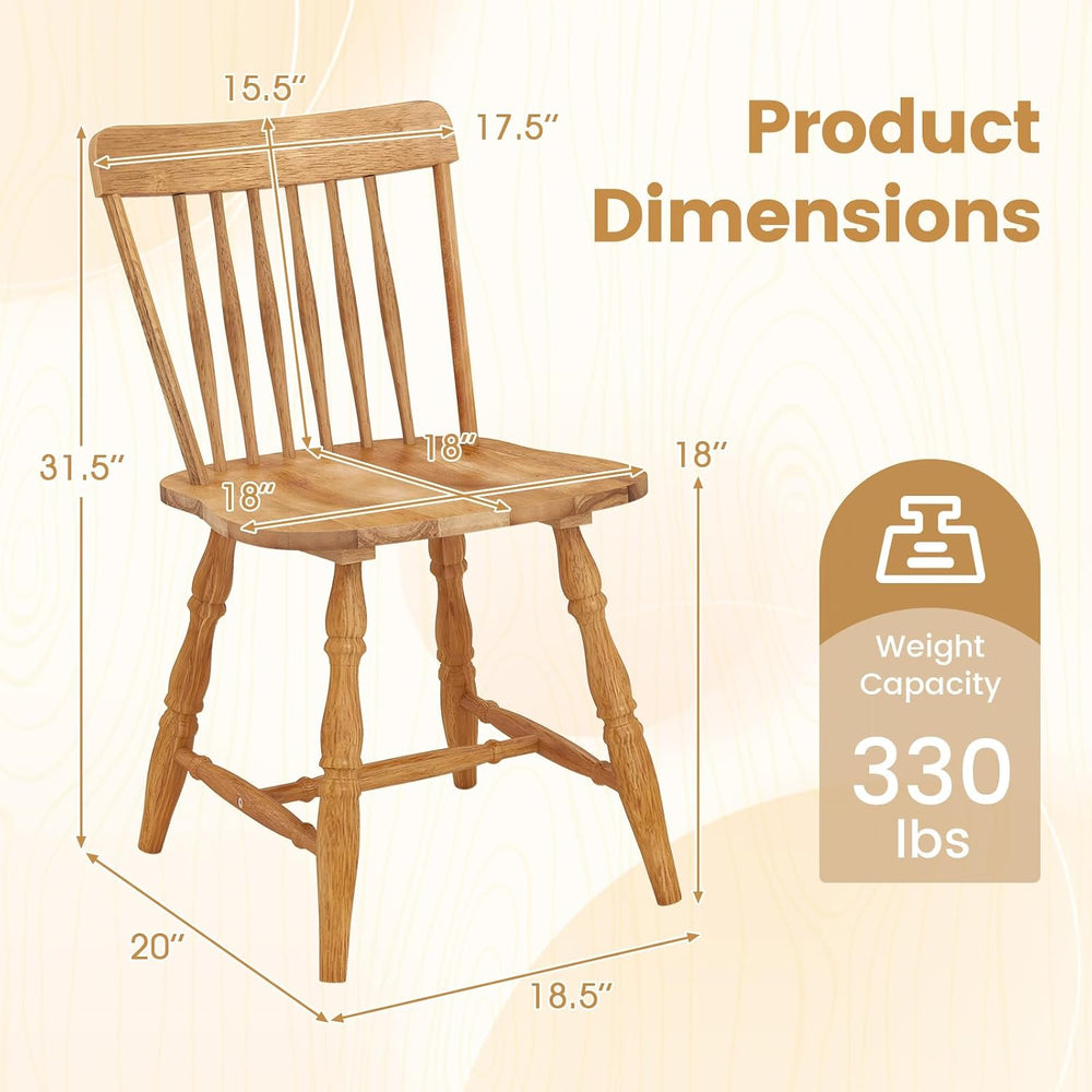 GIANTEX Windsor Dining Chairs Set of 2 w/Curved Spindle Back & Turned Legs
