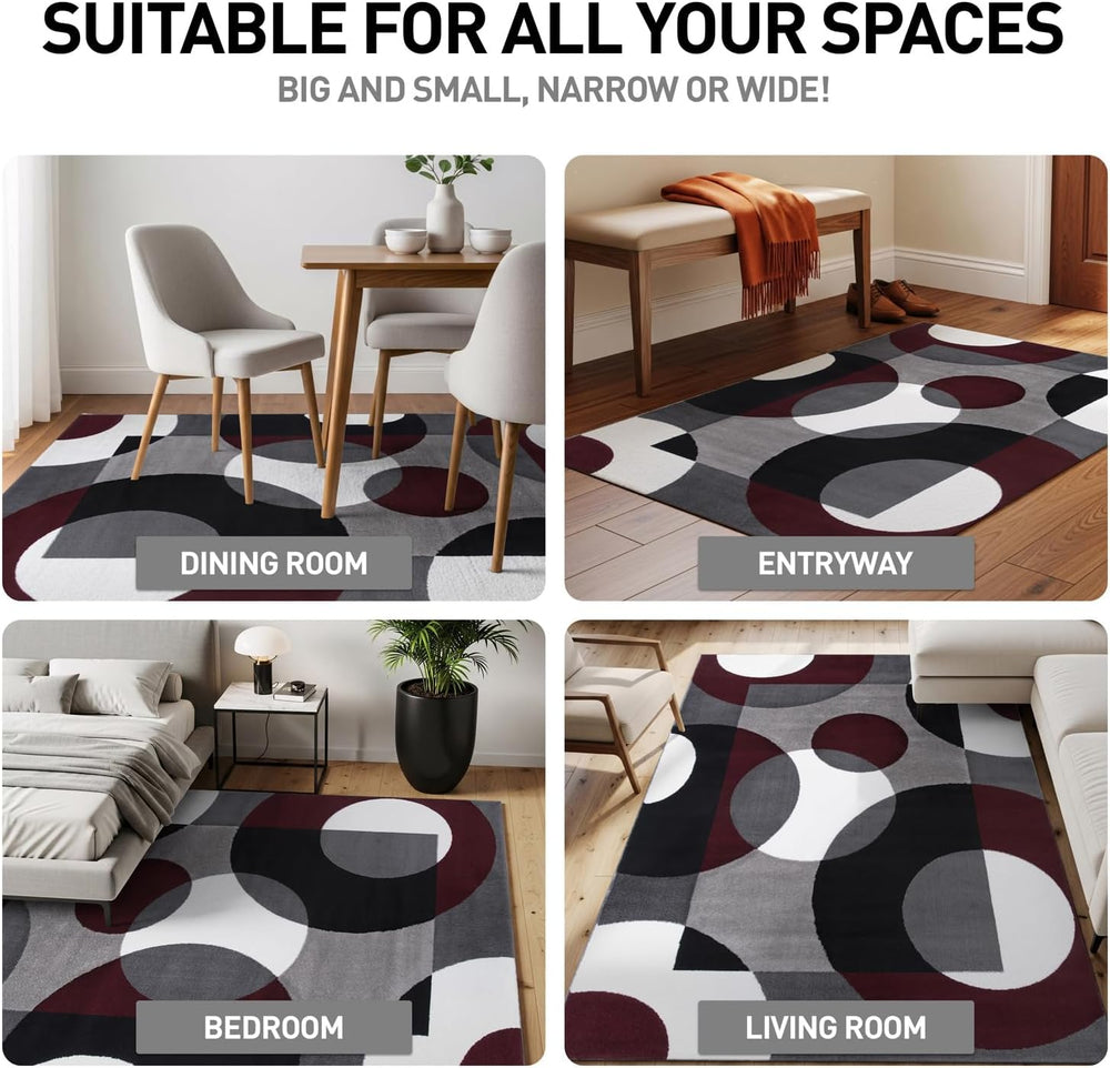 Rugshop Circle Design Contemporary Geometric Area Rug Burgundy 5'3" ...