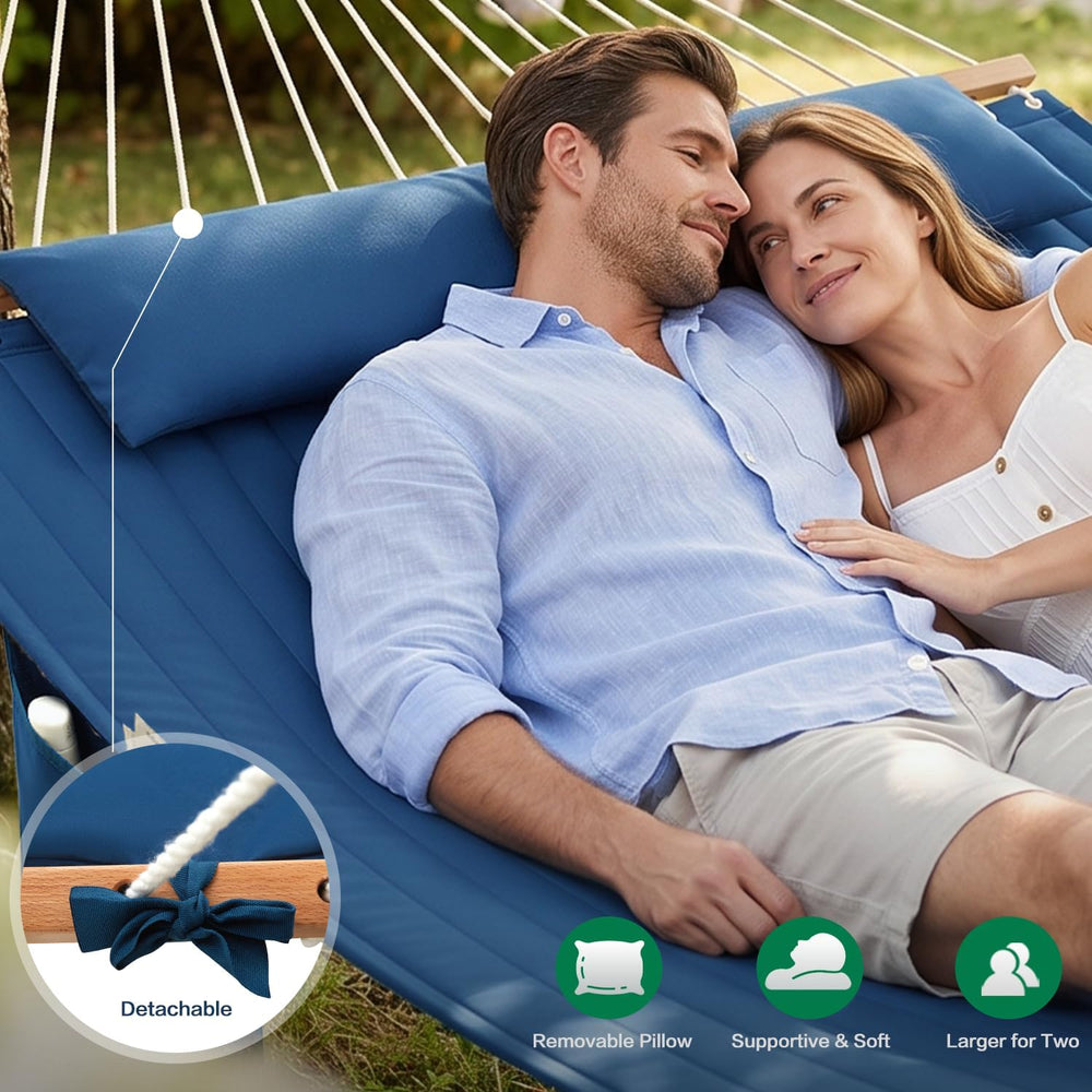 GAFETE 14FT 2 Person Family Hammock for Outside with Soft Pillow, Oversized