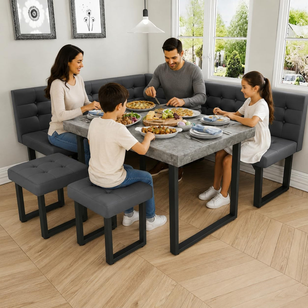 XIAO WEI Corner Dining Table Set for Small Spaces, 72 Inch Breakfast Nook wit...