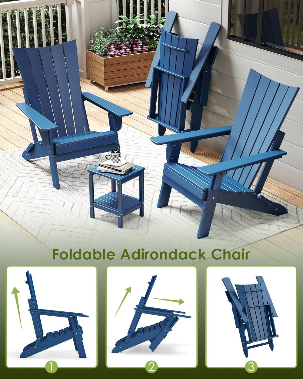 GREENVINES Folding-Adirondack-Chairs-Set-of-2 | HDPE Plastic | Arch Series | ...