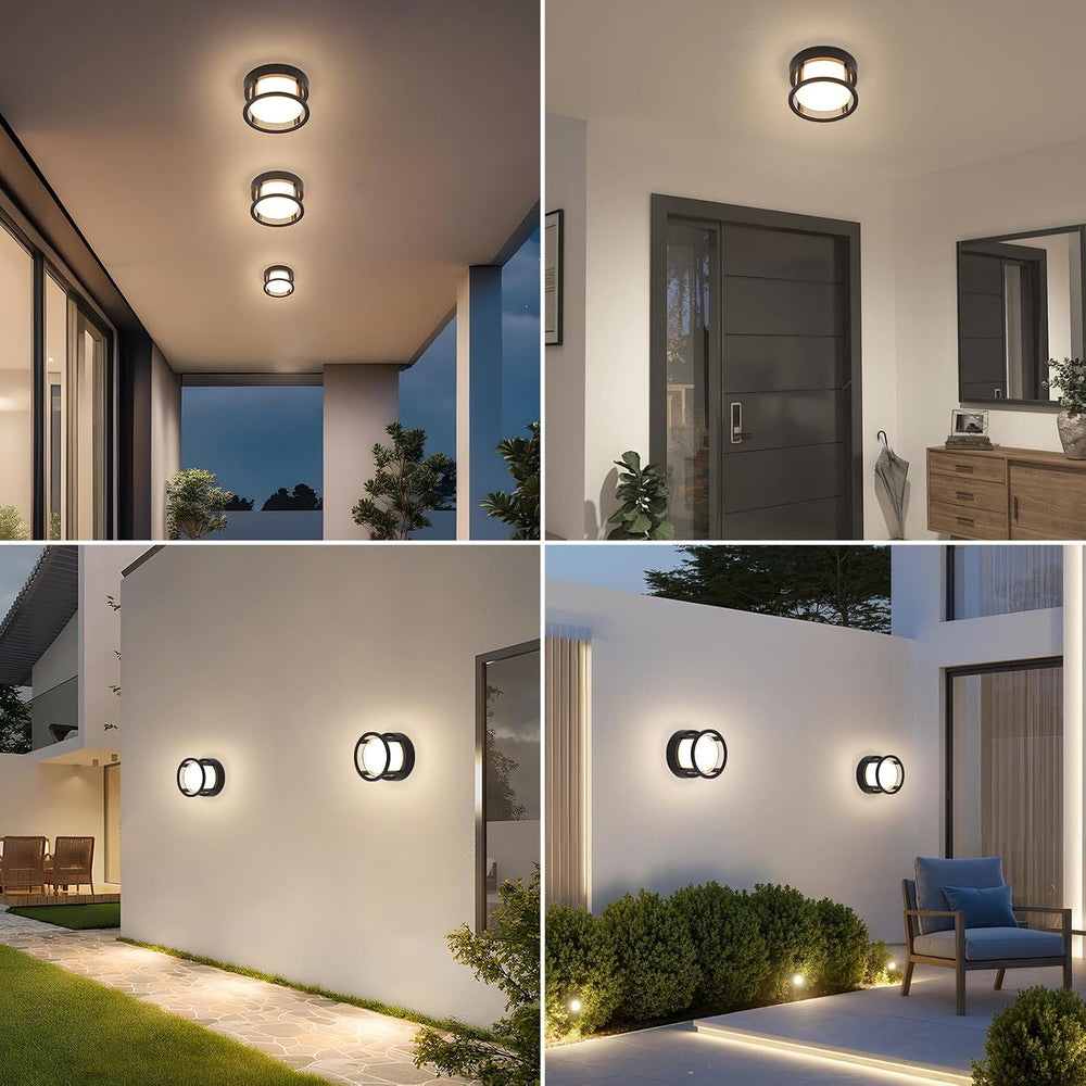 Outdoor Ceiling Light Round Flush Mount Dimmable Warm White 3200K Outdoor Por...