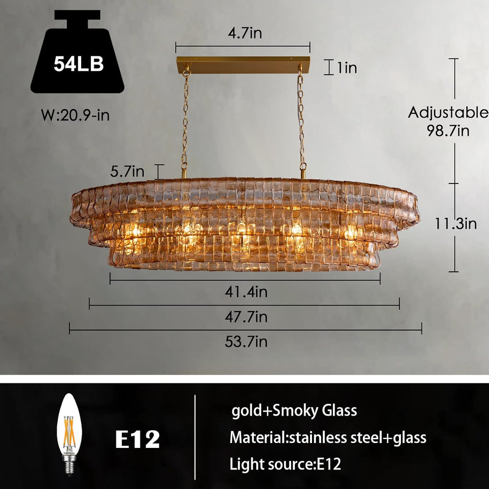 YIOSI Large Chandelier, 54" Gold Rectangular Drum Chandeliers for Dining...