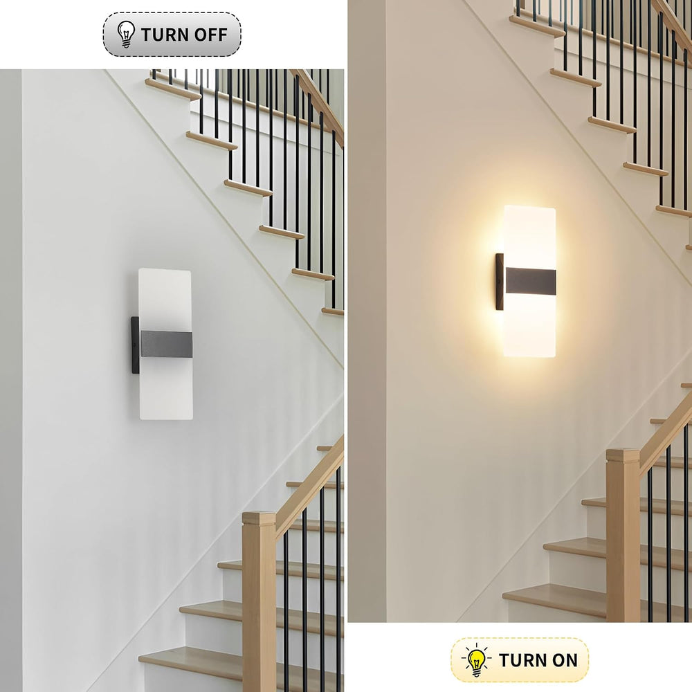 Modern Dimmable LED Wall Sconce Set of 2, Black Hardwired Light Fixture