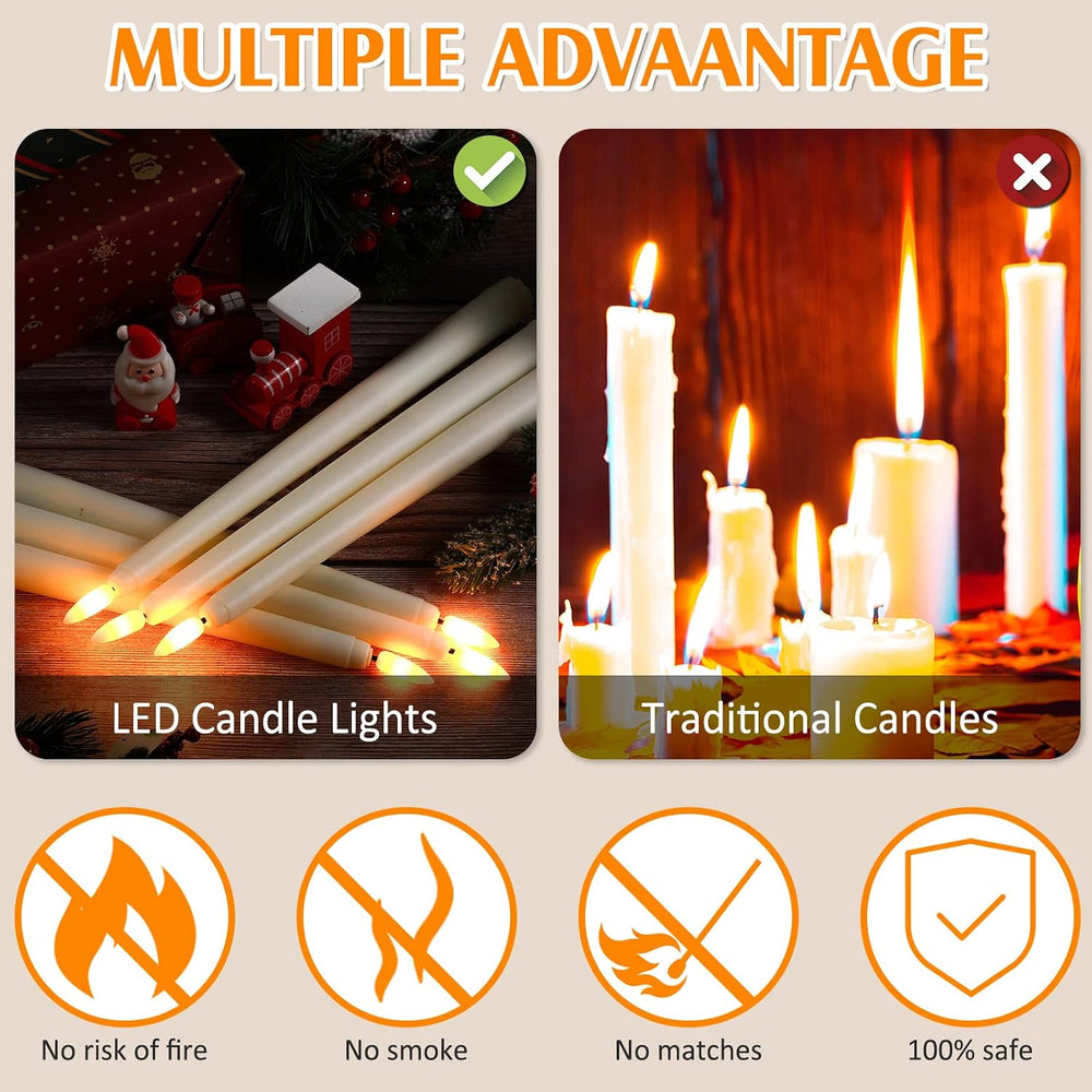Reginary 36 Pcs Flameless Taper Candles Battery Operated,Ivory