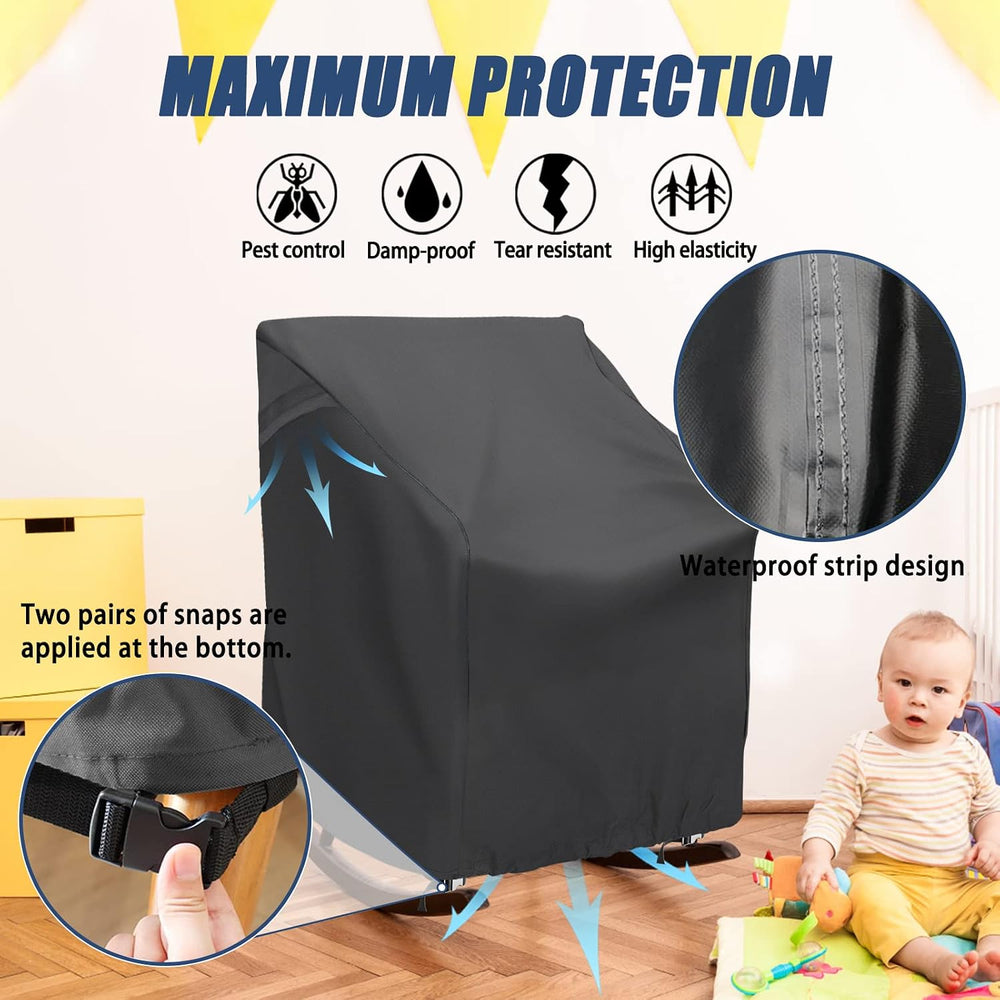 2 Pack Outdoor Rocking Chair Covers 420D Waterproof UV 27x32x39