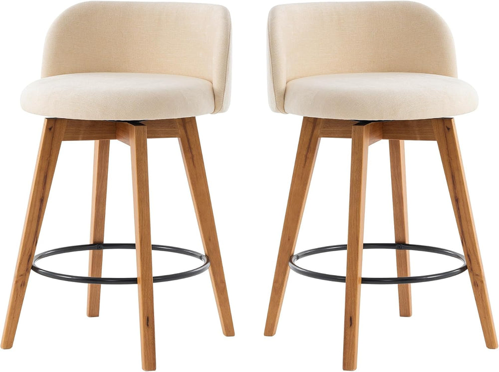 EYYTHUNG 26" Counter Height Bar Stools Set of 2 Mid Century Modern Farmh...