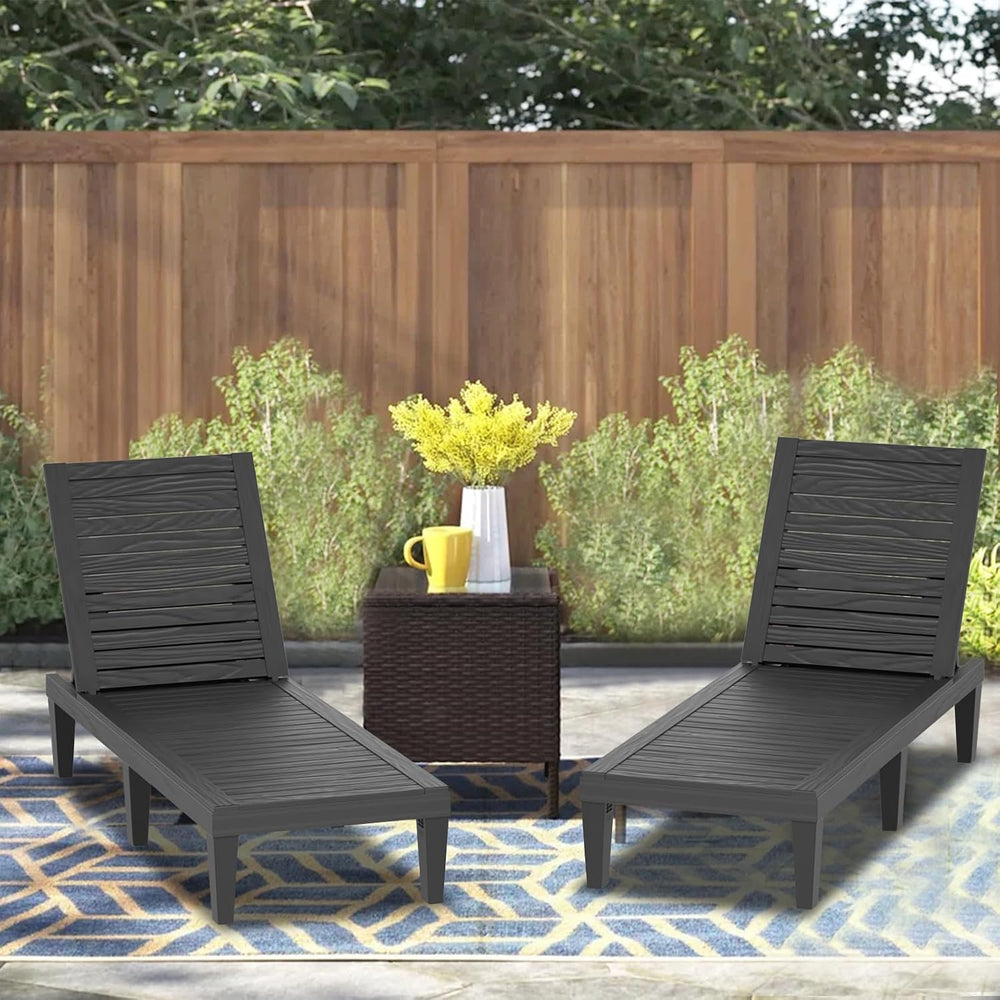 EasyUp Resin Chaise Lounge Chairs with 5-Position Backrest, UV & Fade-Res...