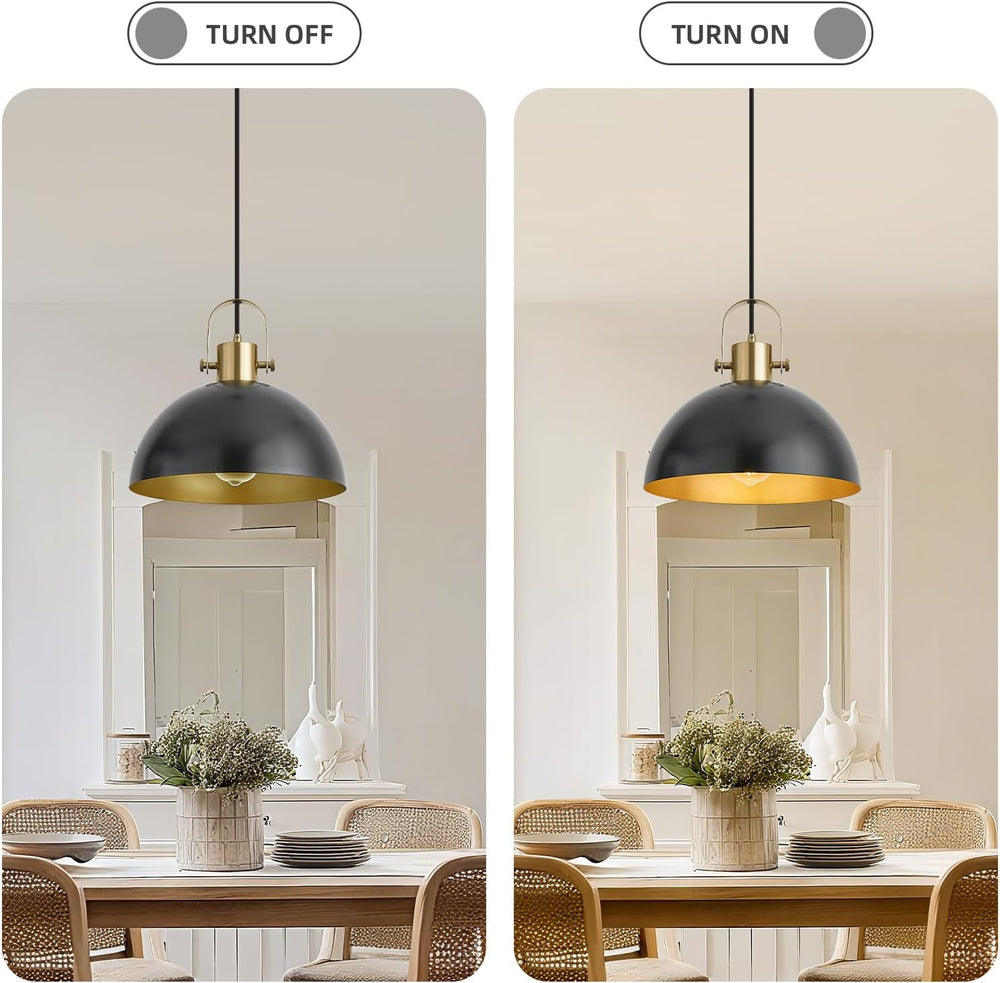 12 Inch Farmhouse Pendant Lights, Black, 3 Pack