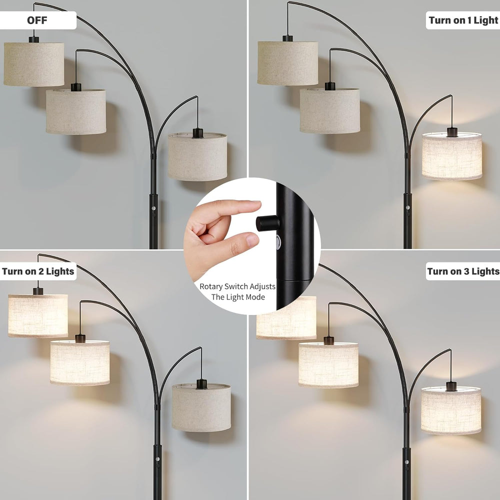 SUNMORY 3 Lights Floor Lamp for Living Room, 78" Tall Standing Lamp with...
