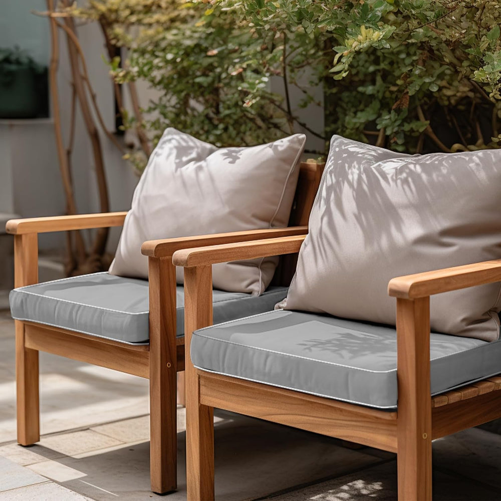 PNP FKJP Outdoor Chair Cushions 20x20x4 Inch Set of 2, Light Gray