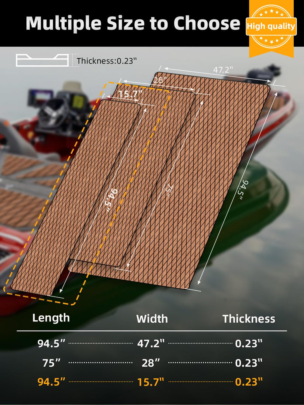 FOCEAN Boat Flooring EVA Foam Boat Decking Marine Mat Non-Slip Self-Adhesive ...
