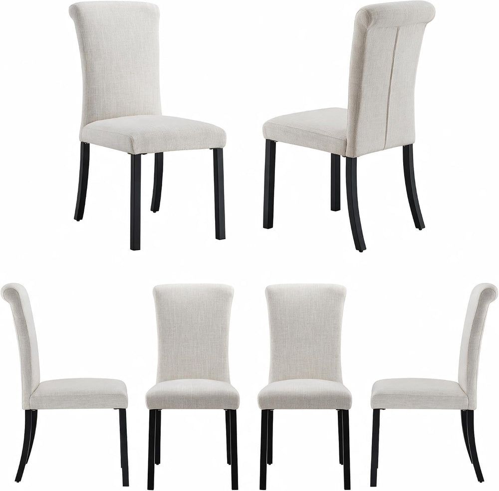 ACEDÉCOR Dining Chairs Set of 6, Modern Off White Linen Upholstered Dining Ch...
