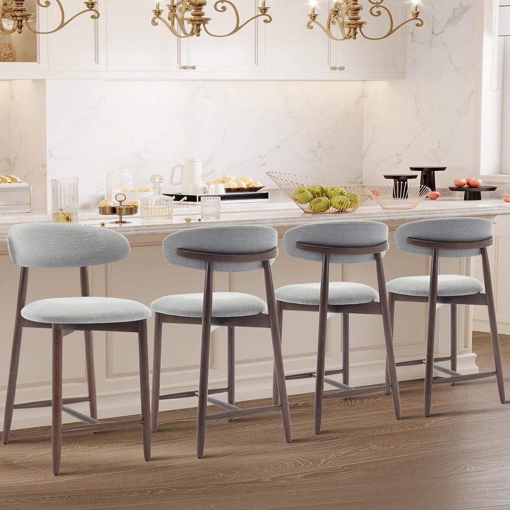 COLAMY Wood Bar Stools Set of 4, Counter Height Bar Stools, Mid Century Moder...