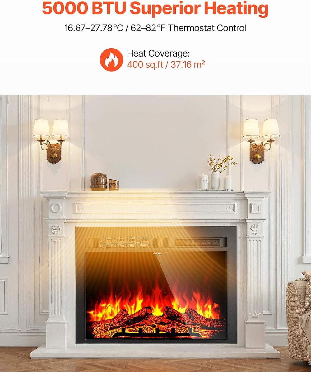 VEVOR 40 Inch Electric Fireplace Insert, 5000BTU Recessed or Wall Mounted Hea...
