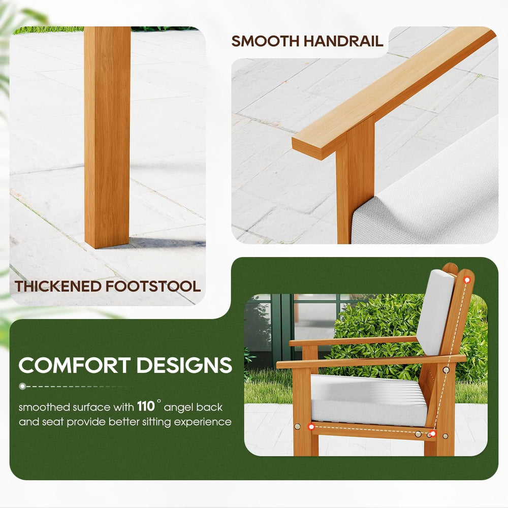FDW 3-Piece Patio Furniture Set | Natural | Made of Acacia Wood
