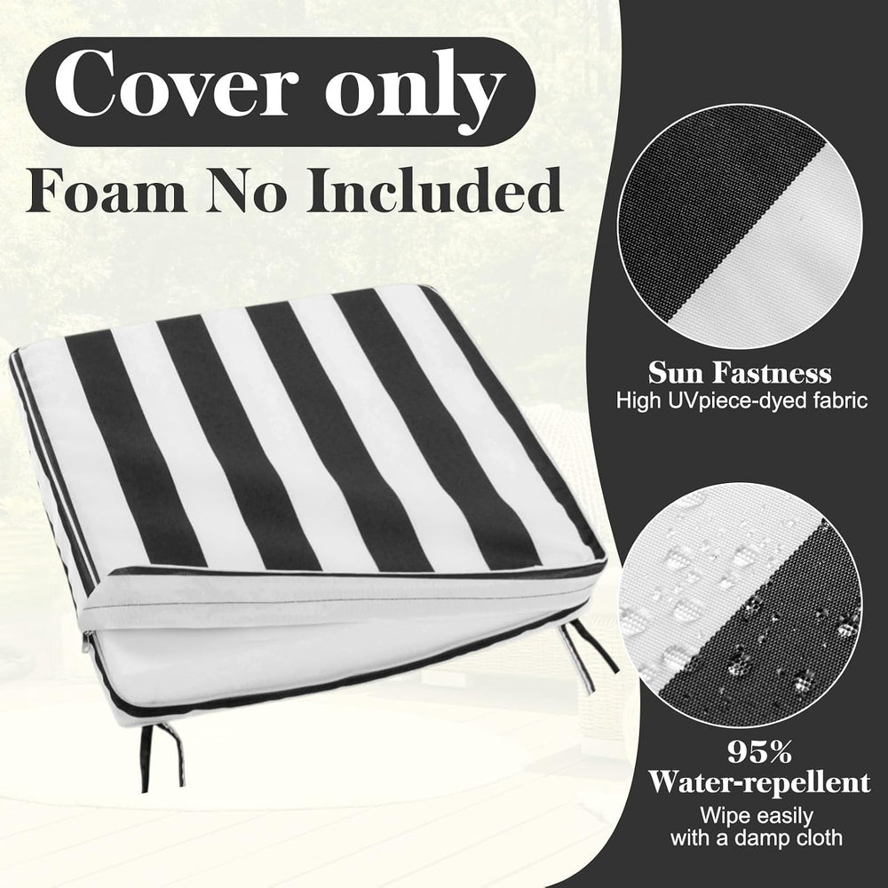 Leinuosen 4 Pcs Patio Chair Cushion Covers, 19" x 19" x 3",Bla...
