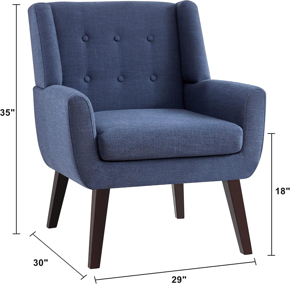HUIMO Accent Chairs Set of 4, Upholstered Button Tufted Armchair, Linen Fabri...