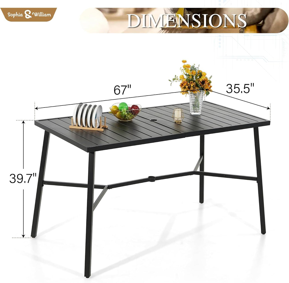 Sophia & William Outdoor Bar Height Table, 67”L x 35.5”W x 39.7”H