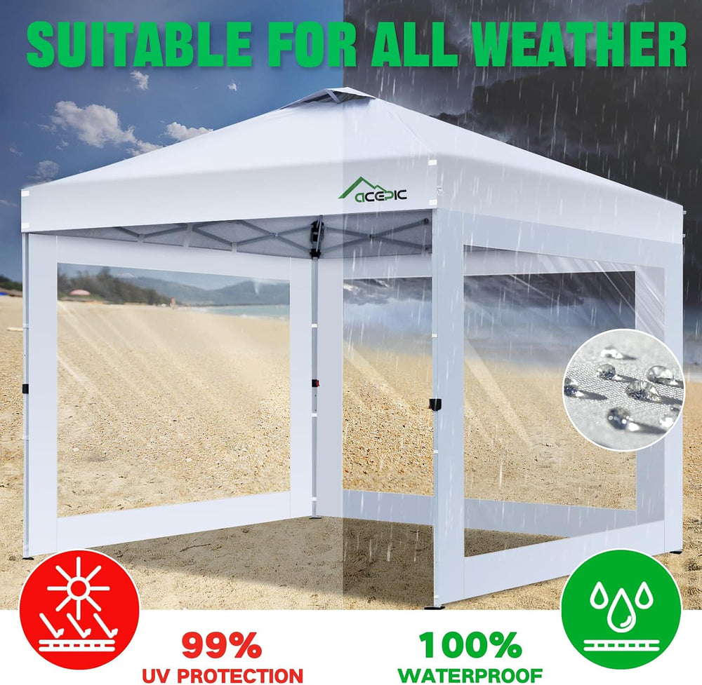 ACEPIC 10x10ft Clear Sidewalls for Canopy,Black(3PCS, No Frame or Top)