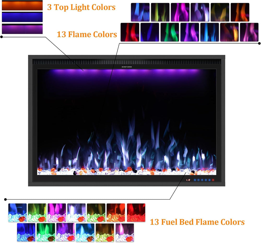 40'' WiFi- Enabled Electric Fireplace Inserts - Alexa & App Contr...