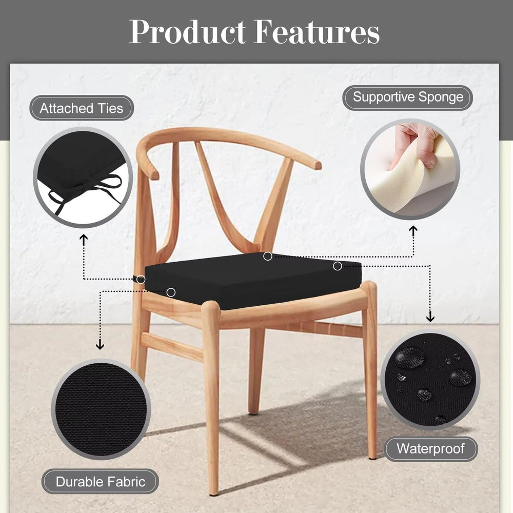 Cozyide Outdoor Chair Cushions, Waterproof Patio Seat Cushions with Adjustabl...