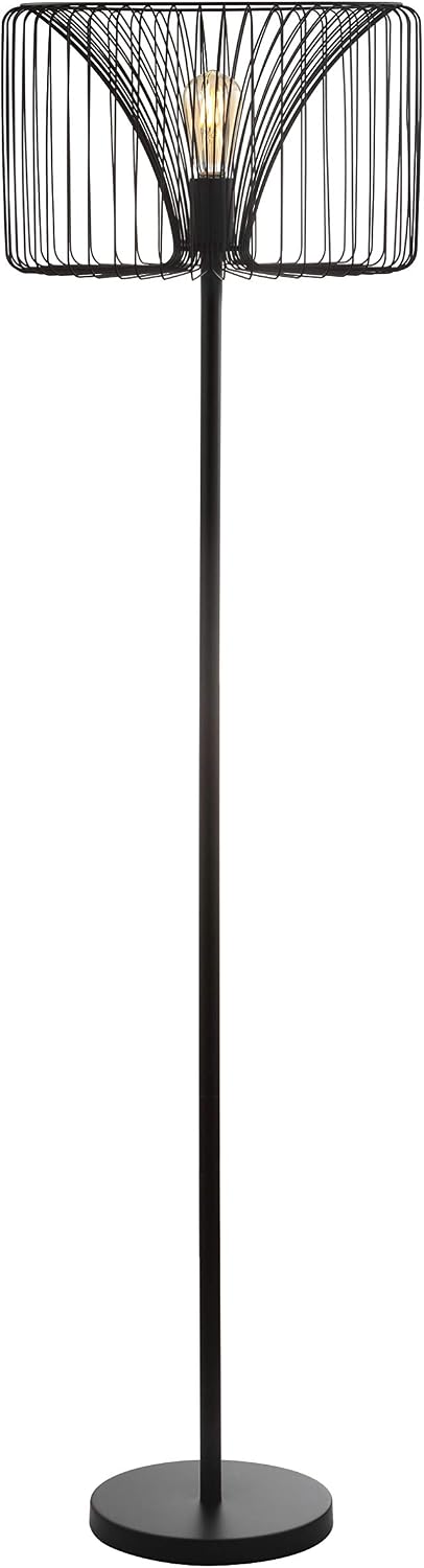 JONATHAN Y Gridley 61" Modern Industrial Metal LED Floor Lamp, Black