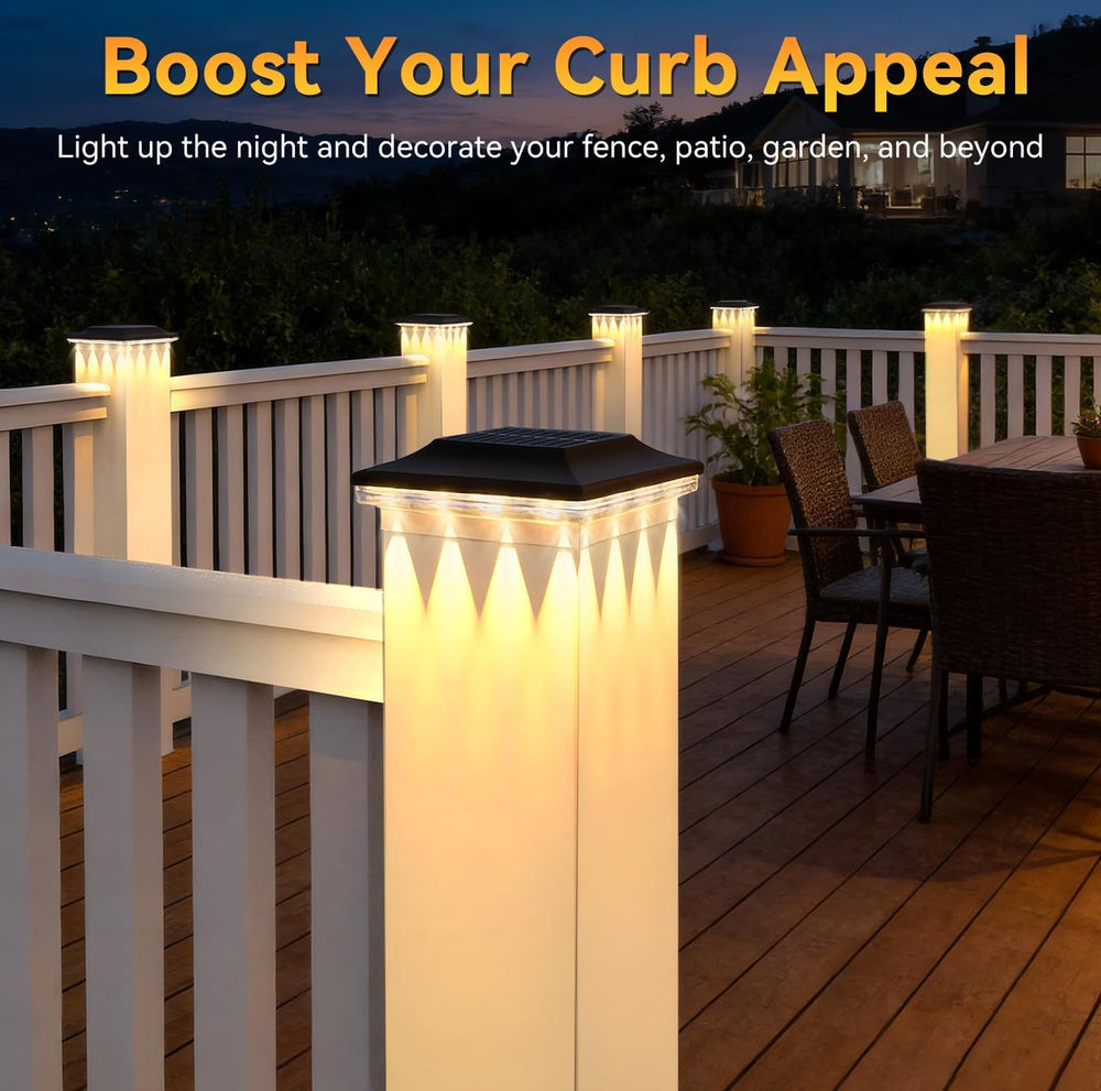 ZCXLIGHT Solar Post Cap Lights Outdoor 6 Pack, 4x4 Post Solar Lights Waterpro...