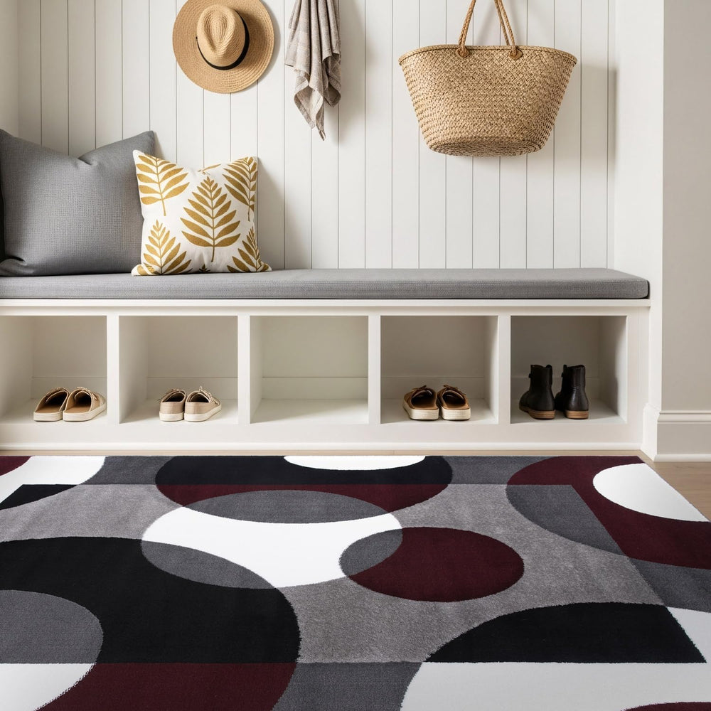 Rugshop Circle Design Contemporary Geometric Area Rug Burgundy 5'3" ...