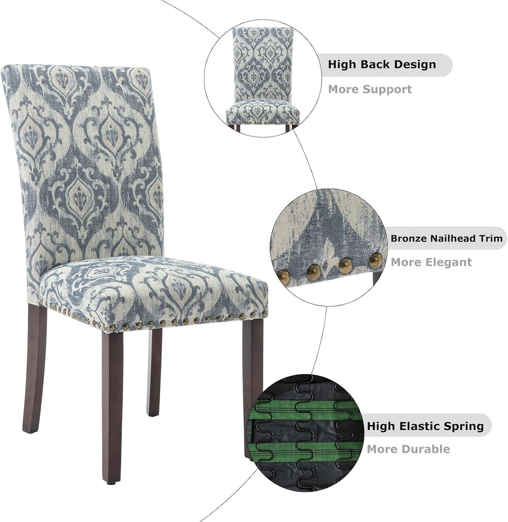COLAMY Upholstered Parsons Dining Chairs Set of 4, Fabric Dining Room Kitchen...