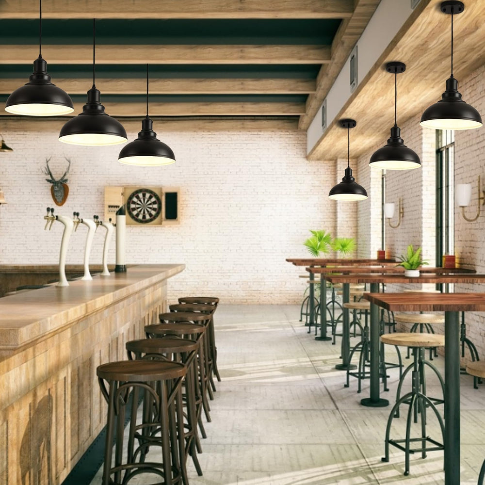 Pendant Lights, Farmhouse Pendant Lamp with Metal Shade (White Inside), Matte...