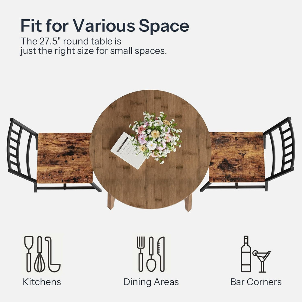 HOOBRO Bamboo Dining Table, Round Dining Table for 2, 27.5" Kitchen Tabl...