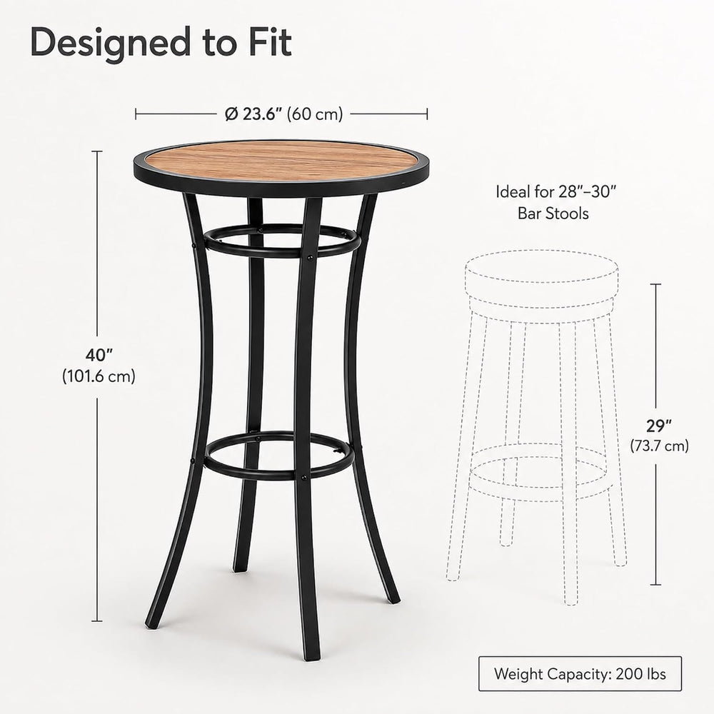 Bar Height Patio Table, 40-Inch Tall Patio Table Outdoor Bar Table Bistro Tab...