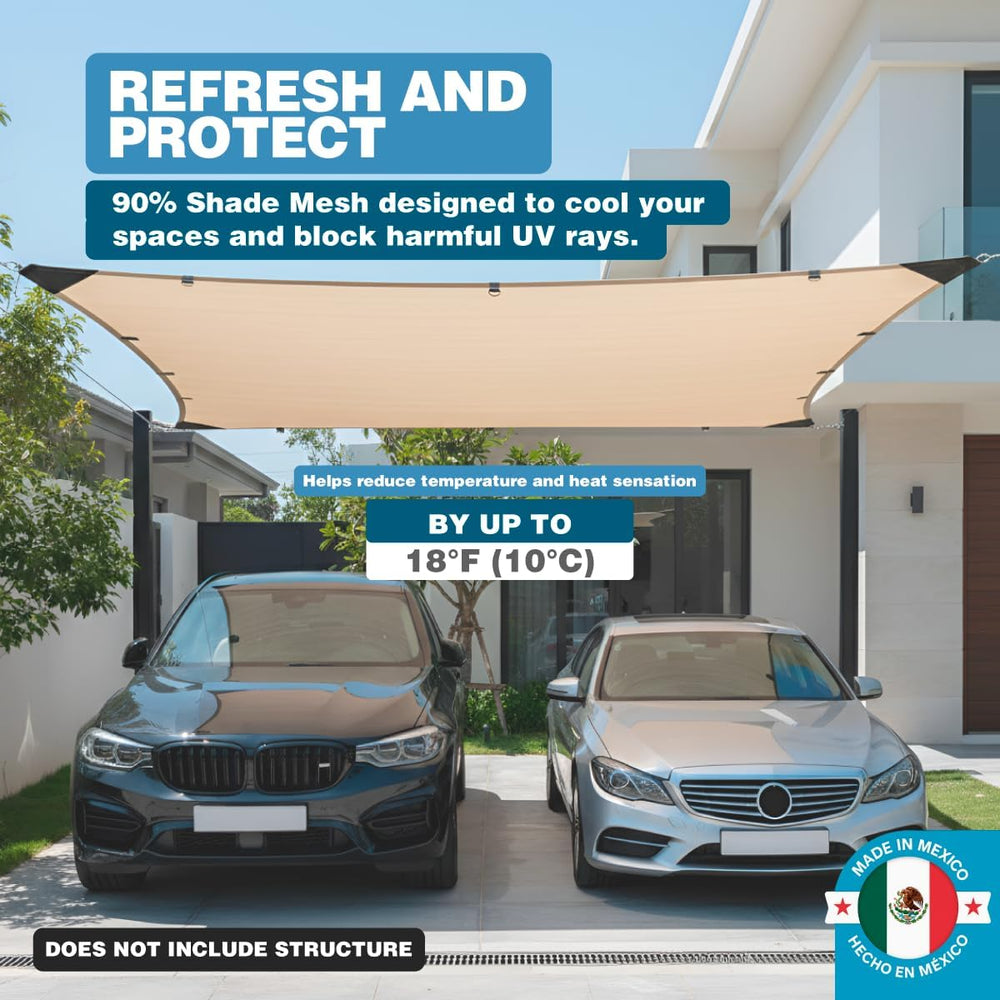 90% Shade Cloth – FT Durable HDPE Mesh Tarp with Grommets, UV Protection Sunb...