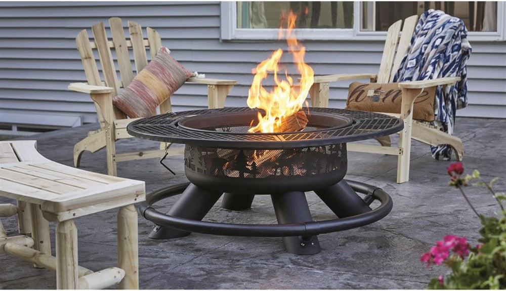 CASTLECREEK 47" Fire Pit BBQ Grill Outdoor Wood Burning Steel Log Firepi...