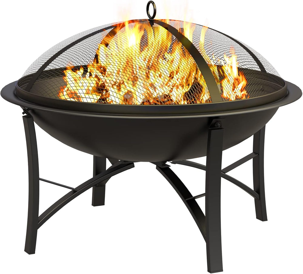 Fire Beauty Wood Burning Fire Pit, 2-in-1 BBQ Grill for Backyard Camping