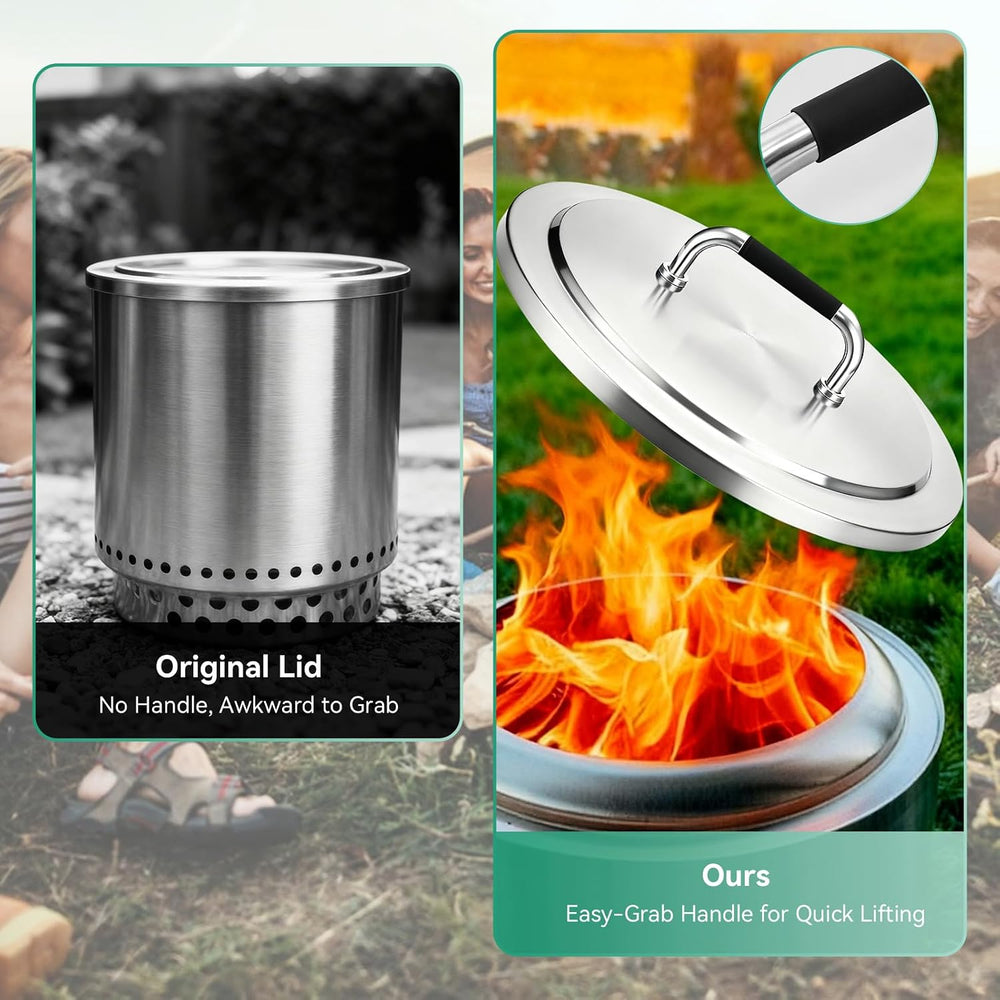 Fire Pit Lid for Solo Stove Bonfire 19.5", 304 Stainless Steel Round Fir...