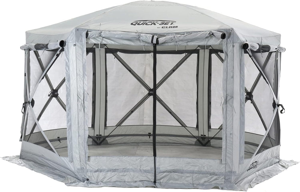 CLAM Pavilion Screen Tent | 12.5 Ft Pop Up Gazebo - Gray 8-Person Shelter