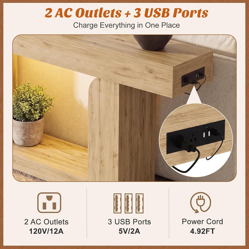 Homieasy Console Table, 47" Entryway Table with Charging Station