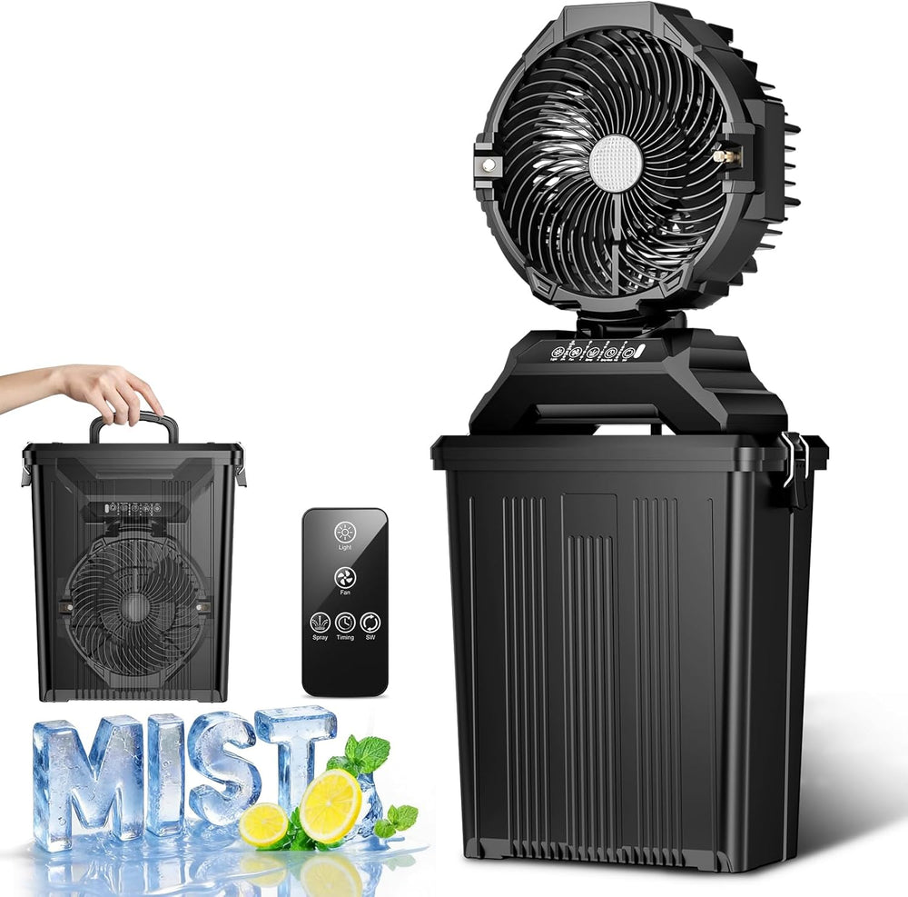 Portable Misting Fan for Outside, 70Hrs Camping Mister Fan,15L Cooling Fan wi...
