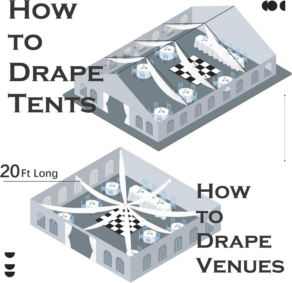 8 Panels 5ft(W) x 20ft(L) Black Ceiling Drapes for Halloween Parties