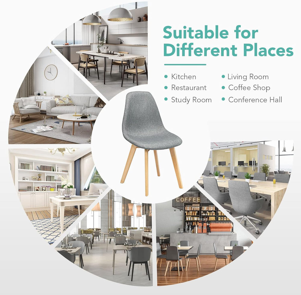 GIANTEX Set of 4 Kitchen Dining Chairs, Easily Assemble Modern Fabric Cushion...