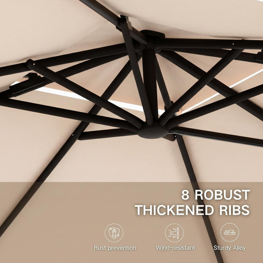 Kingdura 11' X 11' Cantilever Patio Umbrella with Double Top Vent, La...