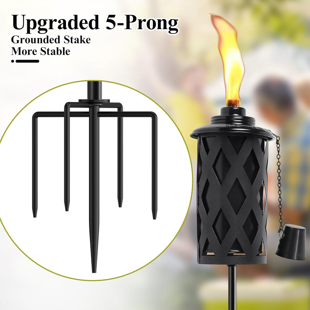4 Pack Citronella Torches for Outside, 16 Oz Outdoor Garden Torch with 5-Pron...