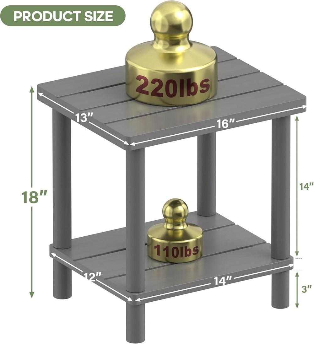 Outdoor Side Table with 2-Tier, Bamboo Small Patio Adirondack Tables