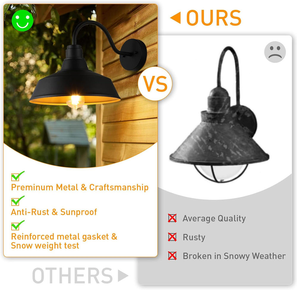 12.4" Barn Light Outdoor Lighting Wall Mount, Farmhouse Outdoor Wall Sco...