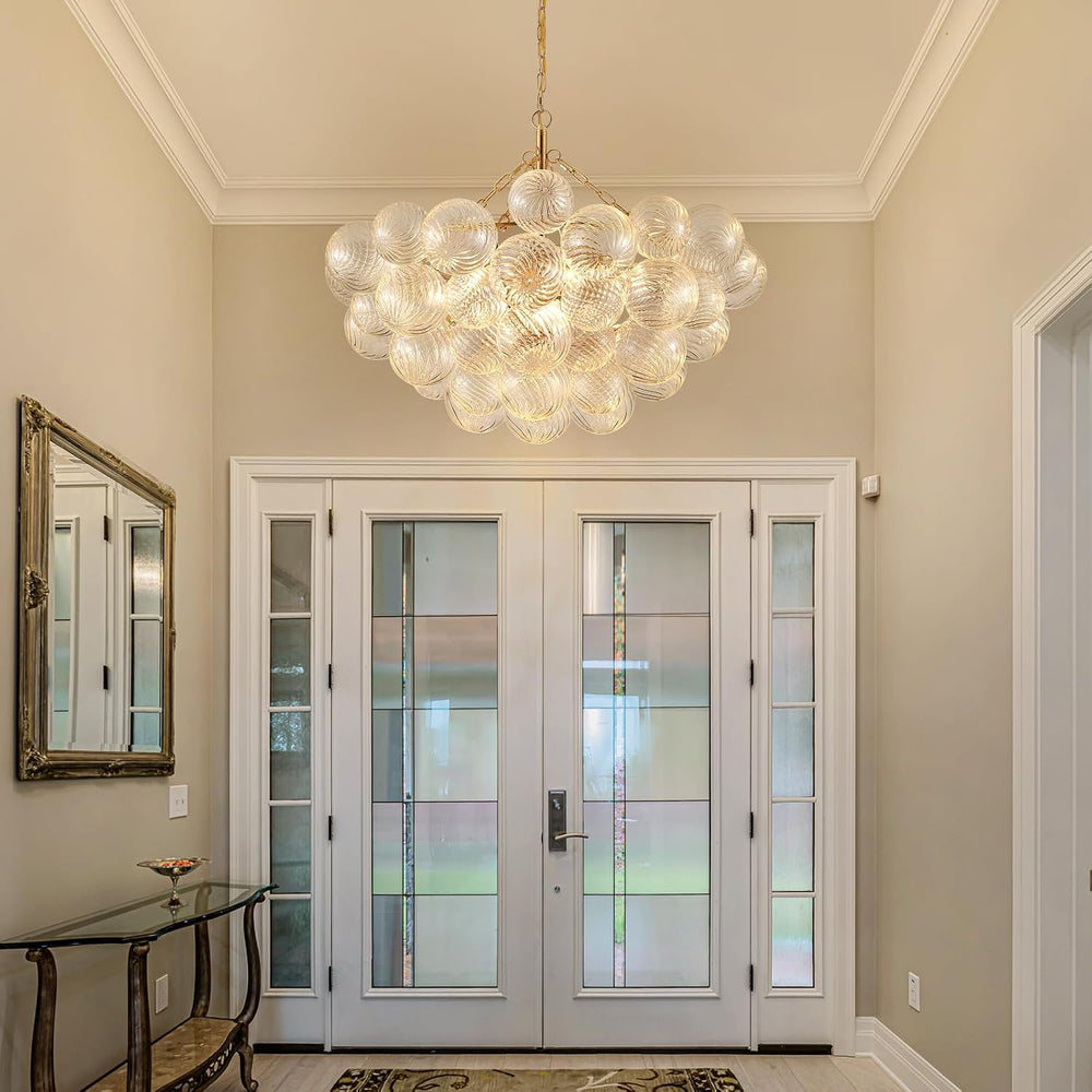 MEIXISUE Modern Glass Chandelier,9 Light Nordic Bubble Ball Swirled Glass Glo...