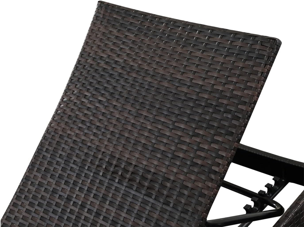 PE Rattan Adjustable Backrest Chaise Lounge Set 2, Outdoor Pool Recliner Pati...
