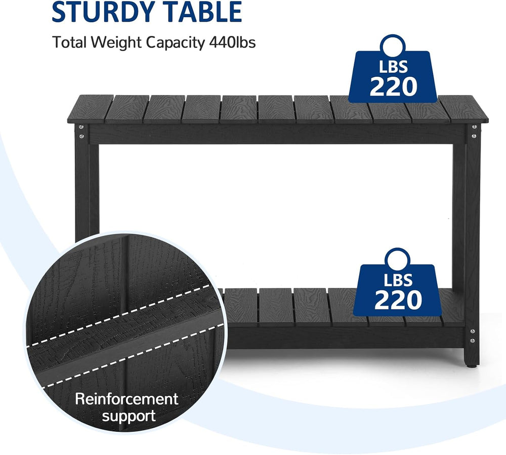 Outdoor Console Table, 48" Weather Resistant HIPS Patio Side Table